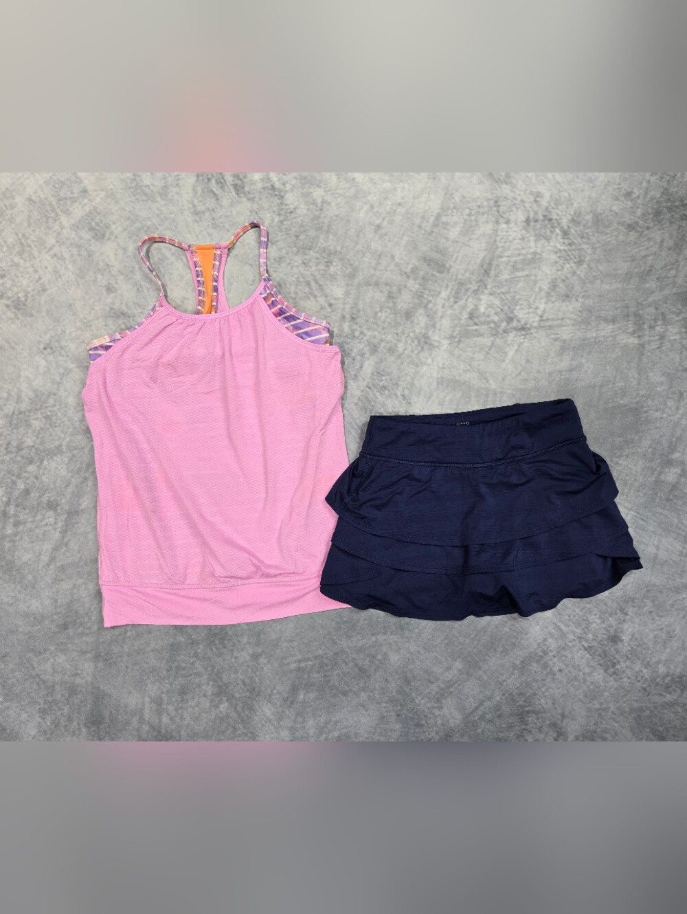 Athleta Pink Tank with Navy Skort